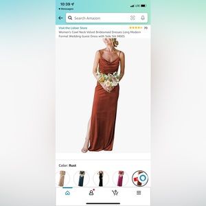 Velvet Bridesmaid dress from Amazon- rust color